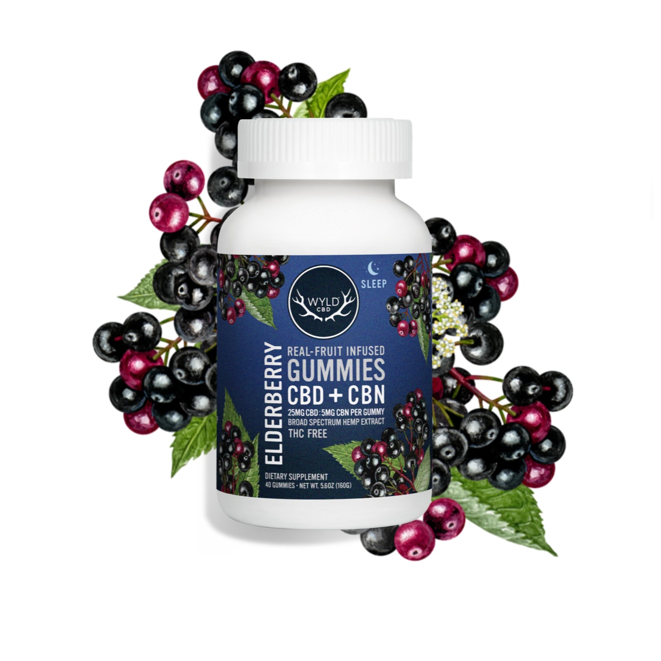 Wyld CBD, Elderberry Gummies, Broad Spectrum THC-Free, 40ct, 200mg CBN + 1000mg CBD Questions & Answers