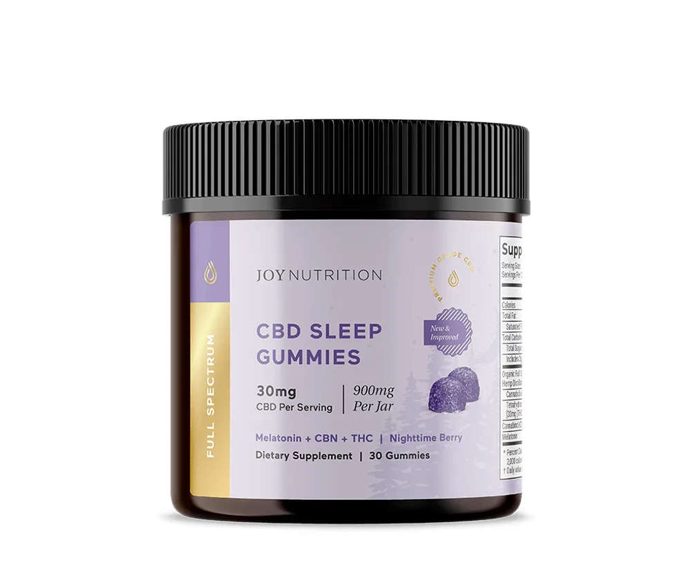 Joy Organics, CBD Sleep Gummies + CBN + THC, Nighttime Berry, Full Spectrum, 30ct, 30mg THC + 90mg CBN + 900mg CBD Questions & Answers