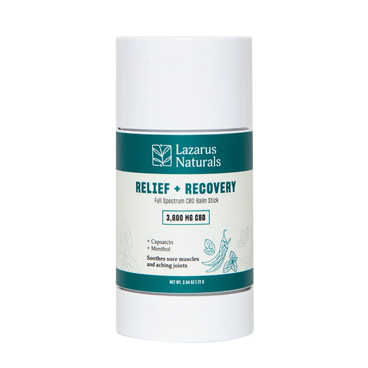 Lazarus Naturals, Relief + Recovery CBD Balm Stick, Full Spectrum, 2.54oz, 3600mg CBD Questions & Answers