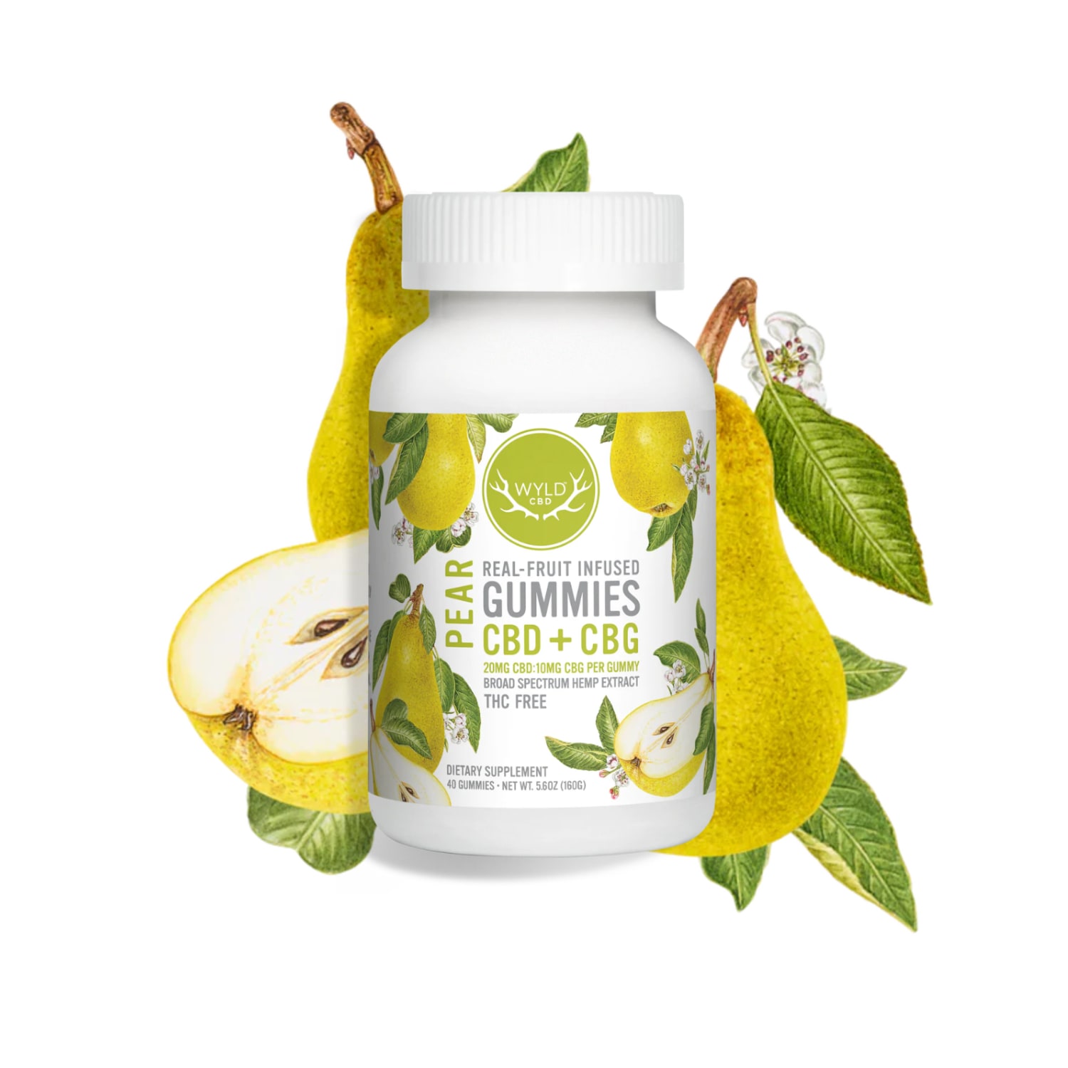 Wyld CBD, Pear Gummies, Broad Spectrum THC-Free, 40ct, 400mg CBG + 800mg CBD Questions & Answers