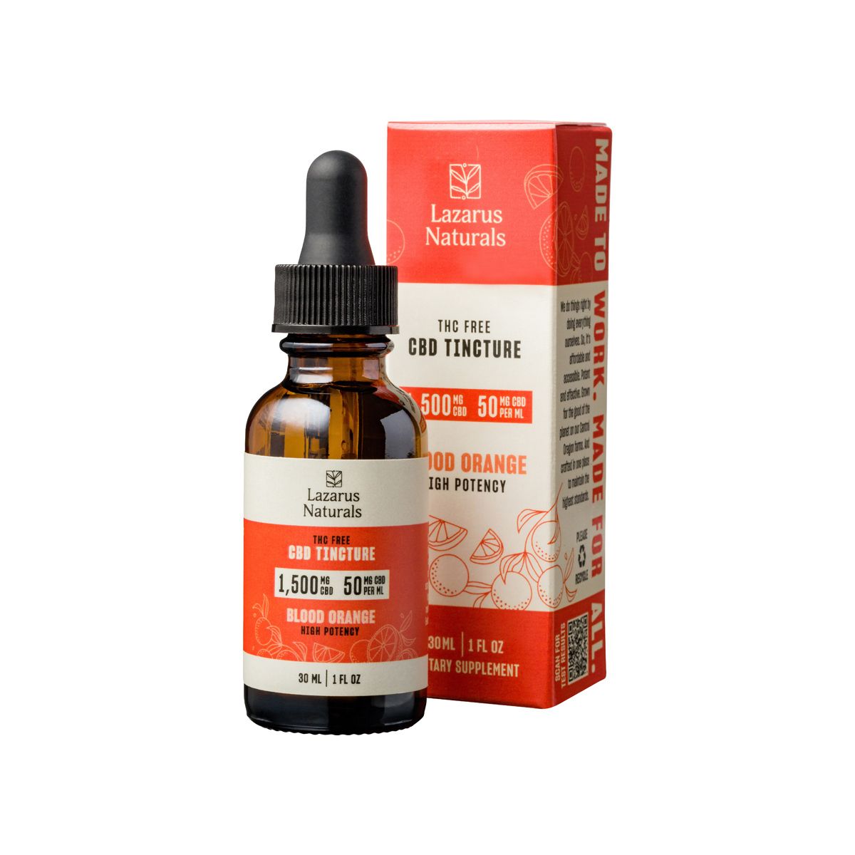 Lazarus Naturals, Blood Orange High Potency CBD Isolate Tincture Oil THC-Free