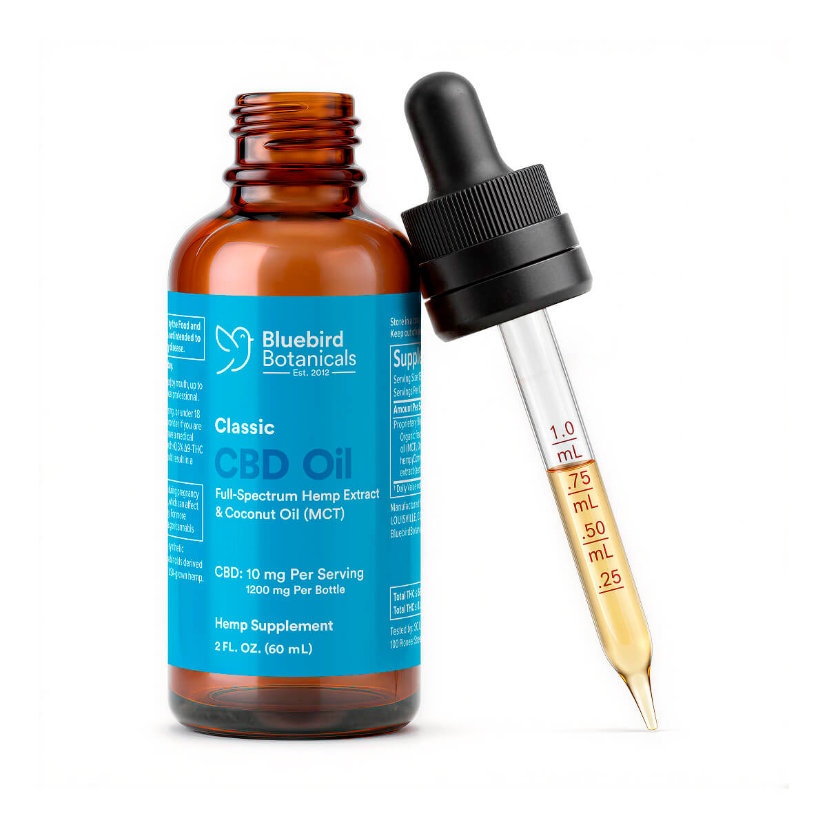 Bluebird Botanicals, Classic CBD Oil 10mg, Full Spectrum, Natural
