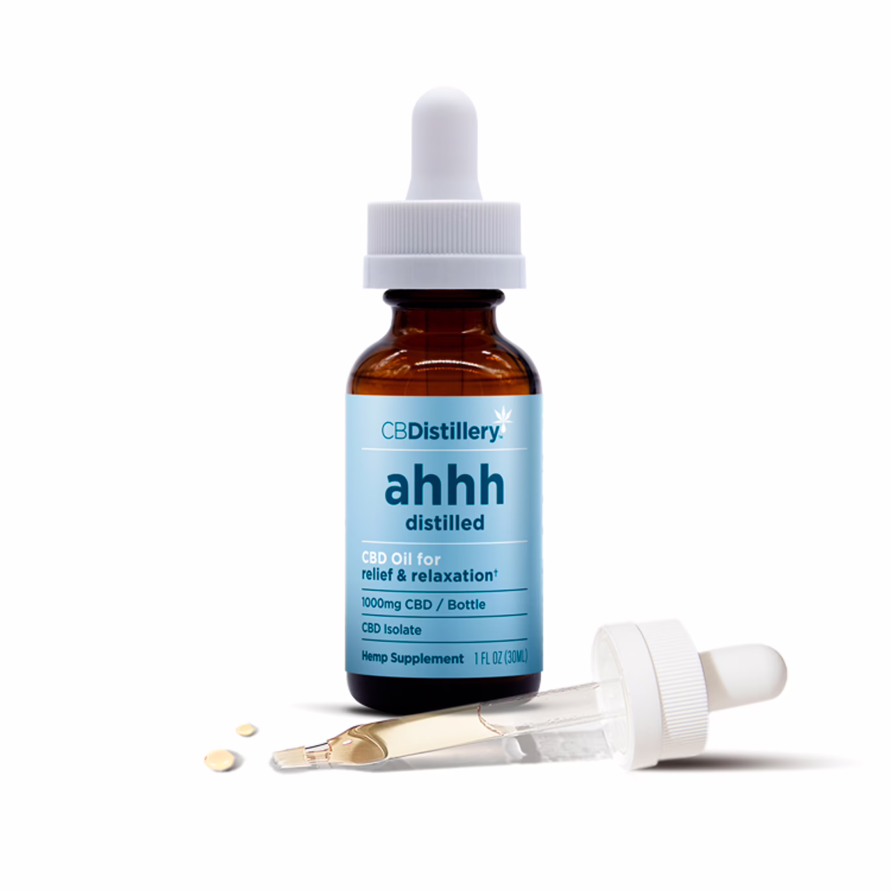 CBDistillery, Ahhh Distilled CBD Oil for Relief & Relaxation, Isolate THC-Free, 1fl oz, 1000mg CBD