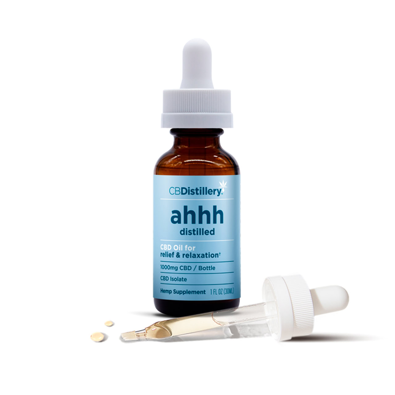 CBDistillery, Ahhh Distilled CBD Oil For Relief & Relaxation, Isolate THC-Free, 1oz, 1000mg CBD