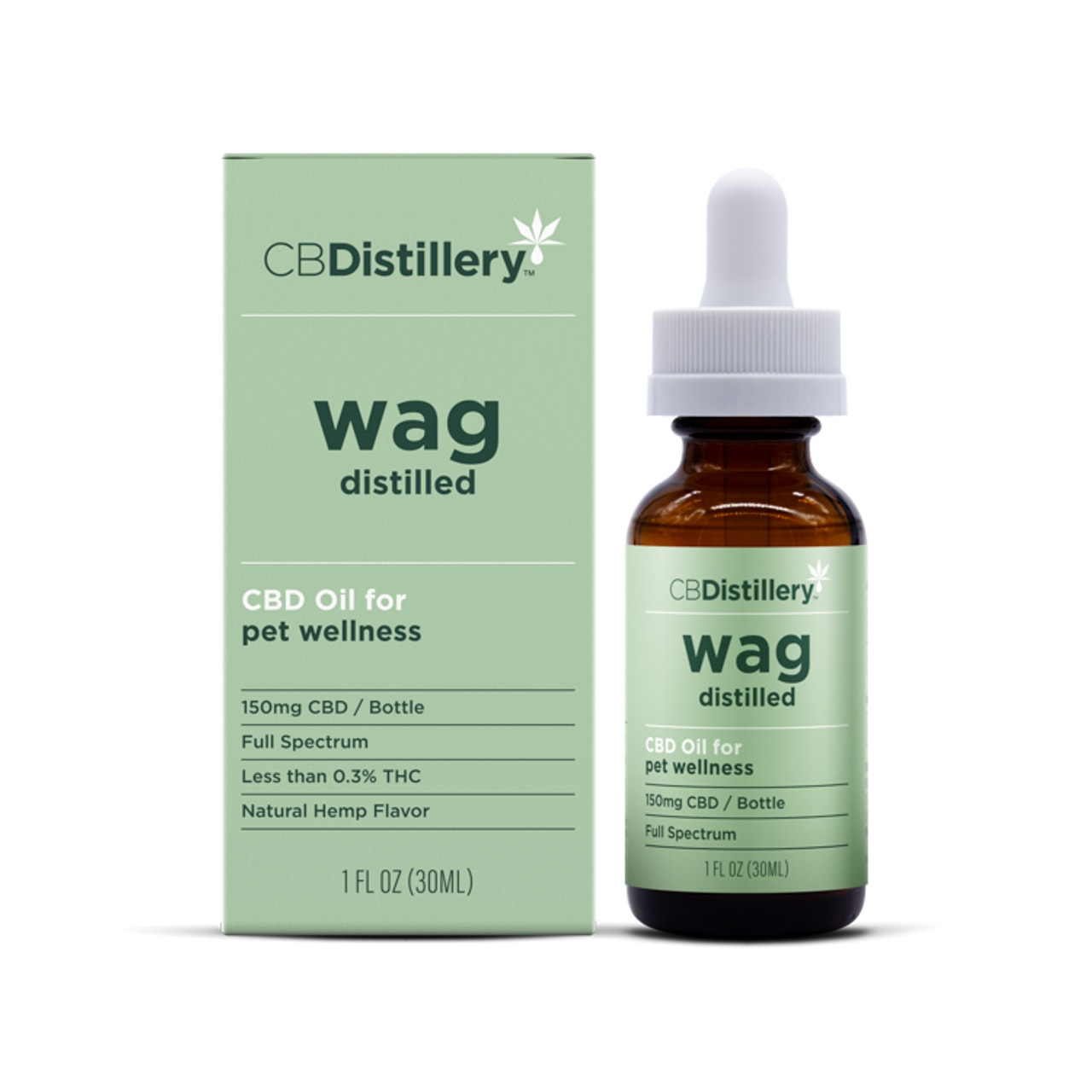 CBDistillery, Wag Distilled CBD Oil For Pet Wellness, Full Spectrum, 1oz, 150mg CBD