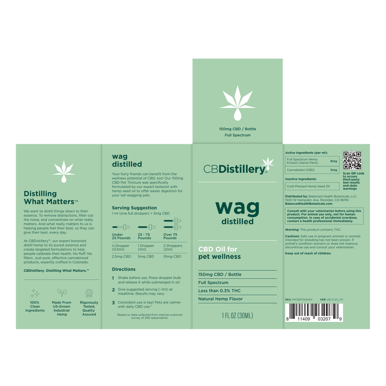 CBDistillery, Wag Distilled CBD Oil For Pet Wellness, Full Spectrum, 1oz, 150mg CBD