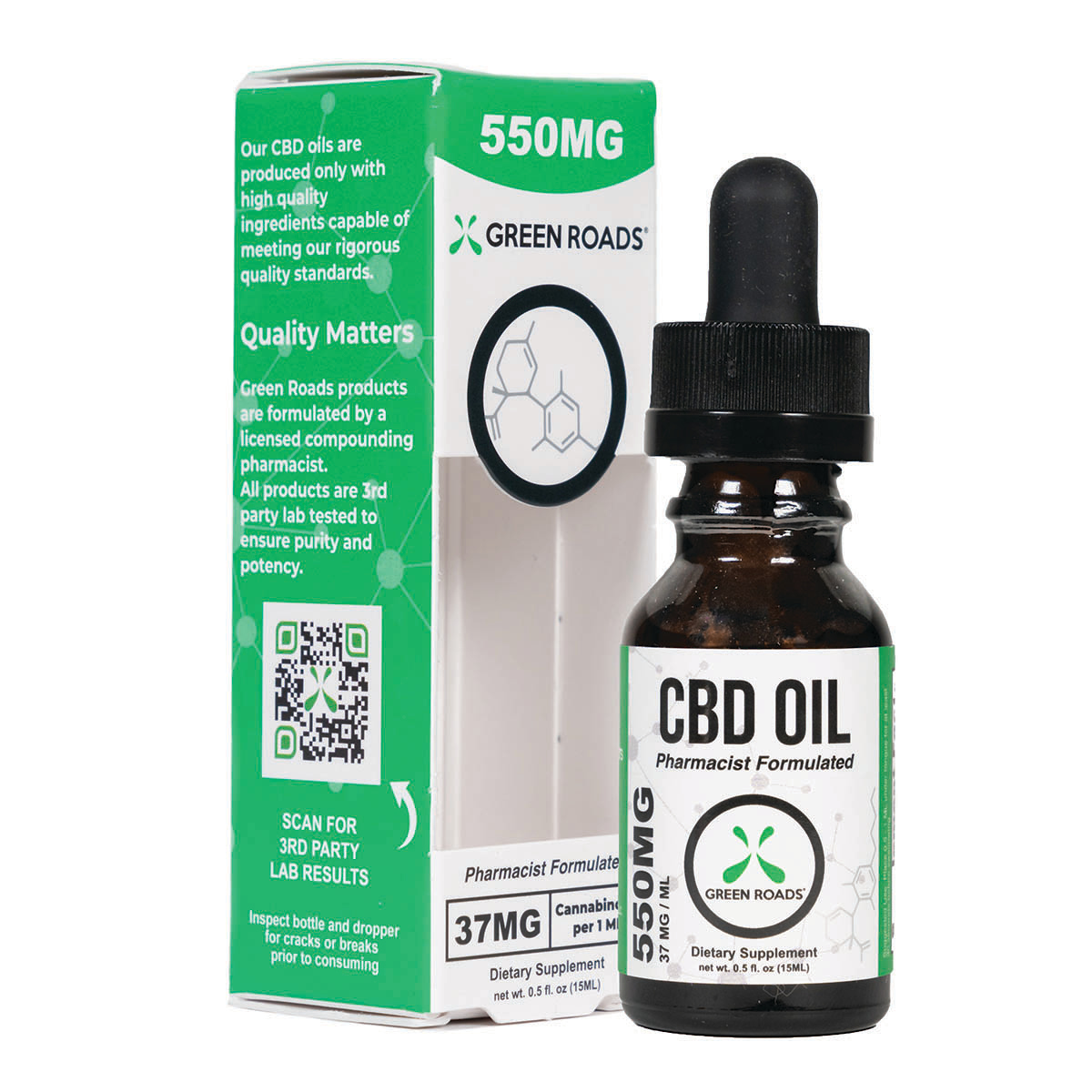 Green Roads, CBD Oil, Full Spectrum, 1oz, 550mg of CBD - CBD.market