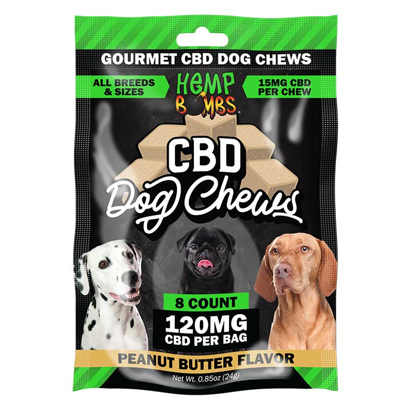 Hemp Bombs, CBD Dog Chews, Broad Spectrum THC-free, 8-Count, 120mg of CBD