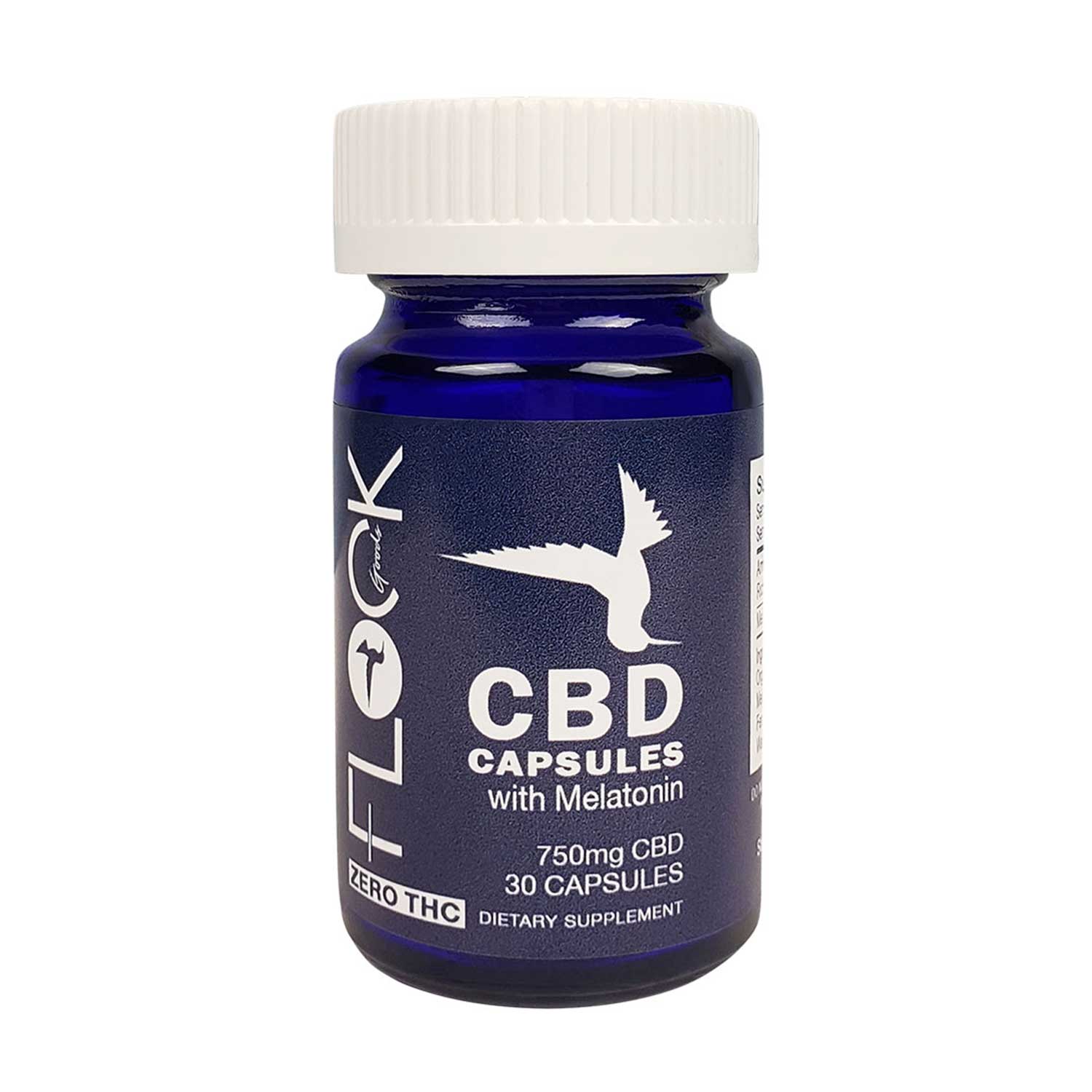 Flock Goods, CBD Capsules with Melatonin, THC Free, 30 Count, 750mg of