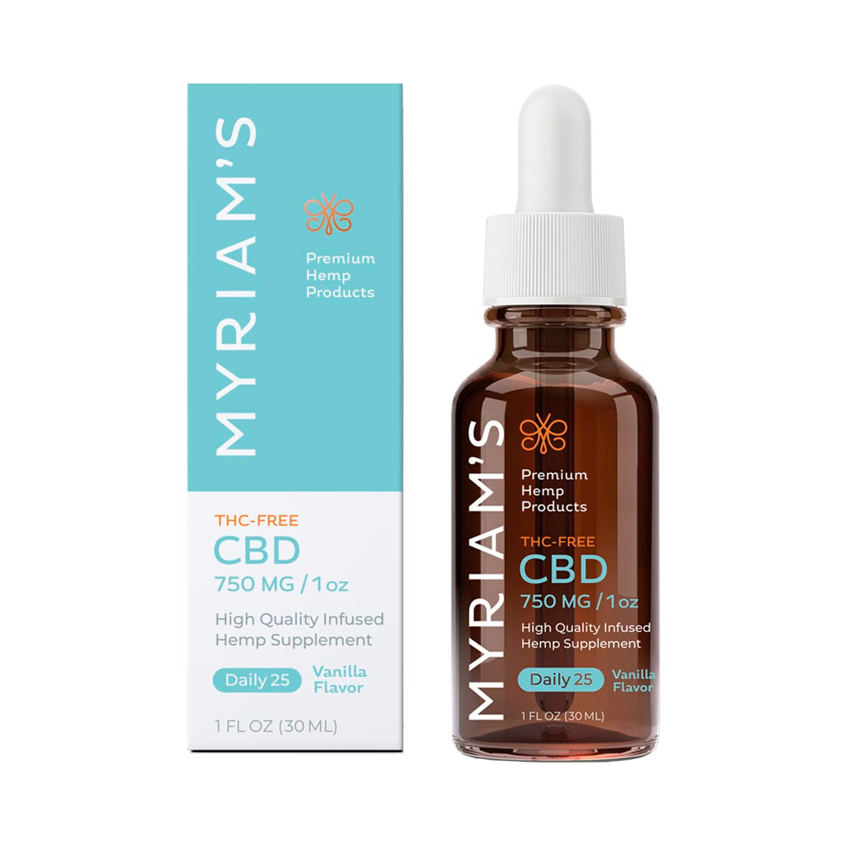 Myriam's Hope Hemp, CBD Oil, THC Free Daily 25, Broad Spectrum, Sweet Vanilla, 1fl oz, 750mg CBD