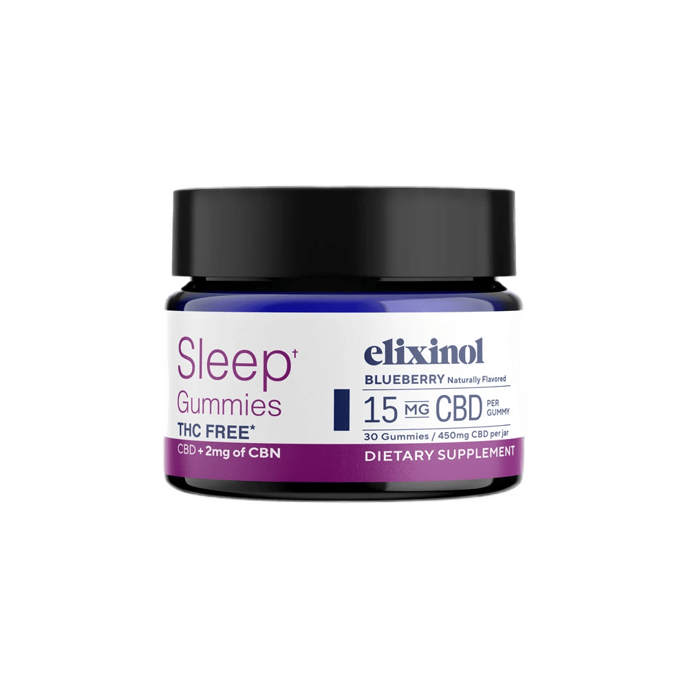 Elixinol, CBN + CBD Sleep Gummies THC Free, Blueberry, 30ct, 60mg CBN + 450mg CBD