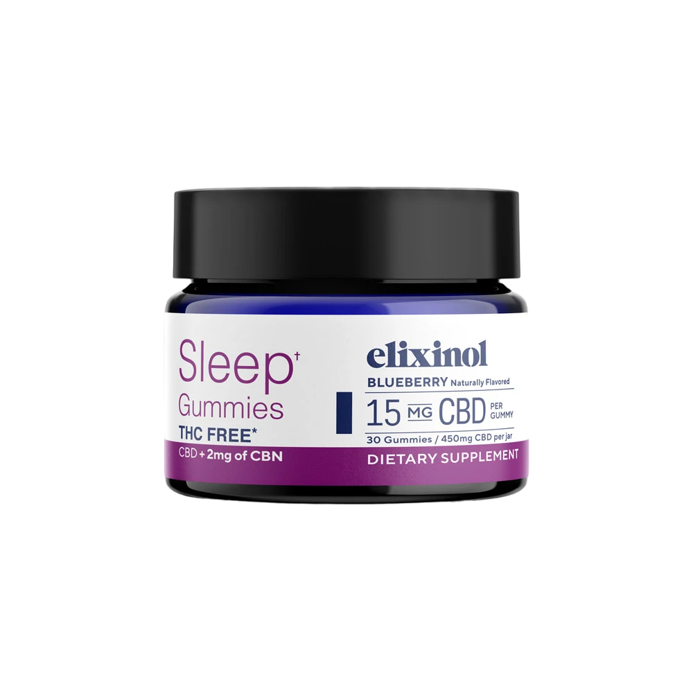 Elixinol, CBN + CBD Sleep Gummies THC-Free, Blueberry, 30ct, 60mg CBN + 450mg CBD