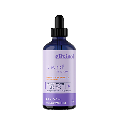 Elixinol, Unwind THC + CBD Tincture, Orange Creamsicle, Full Spectrum, 2fl oz, 150mg THC + 750mg CBD