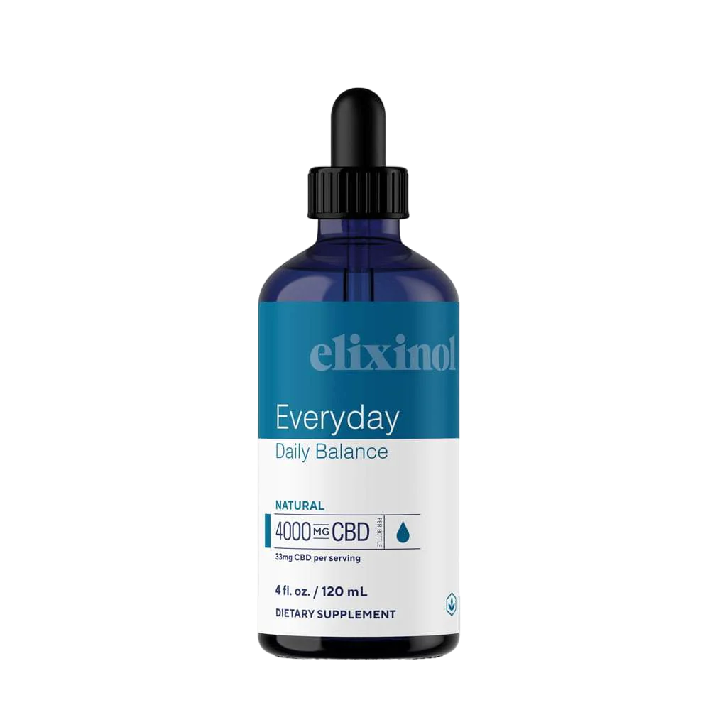 Elixinol, Daily Balance CBD Tincture, Full Spectrum, Natural Flavor, 4fl oz, 4000mg CBD