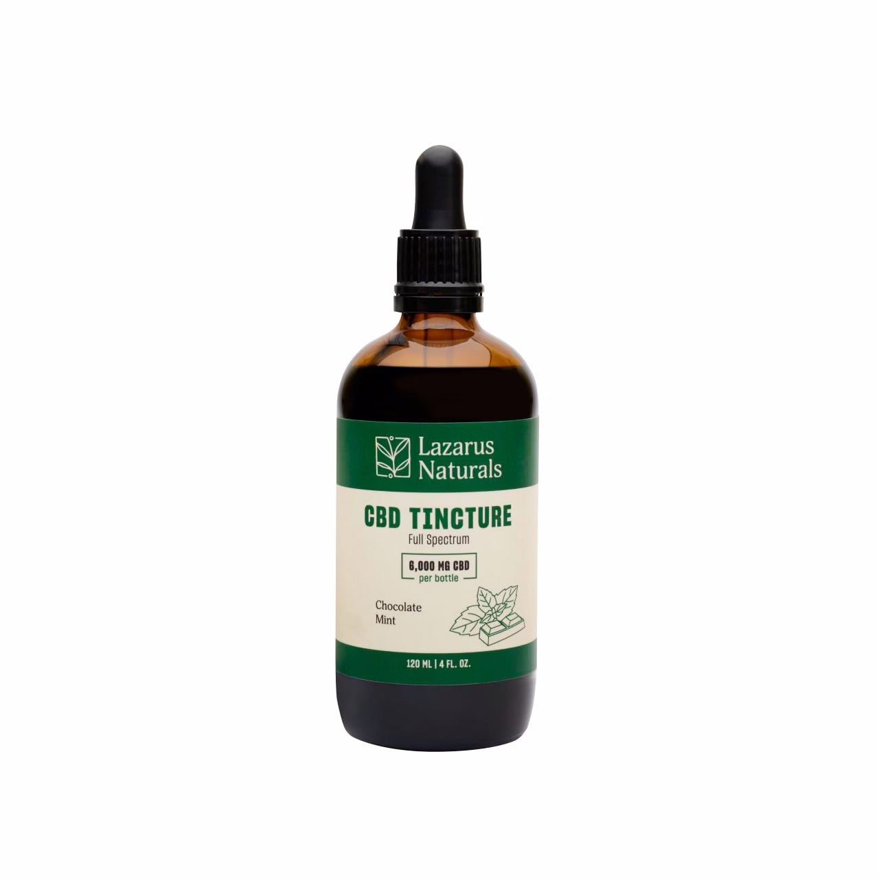Lazarus Naturals, CBD Tincture, Chocolate Mint, Full Spectrum, 4fl oz, 6000mg CBD