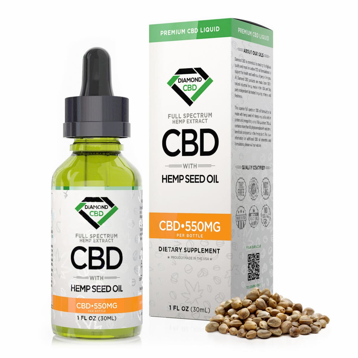 Diamond CBD, Hemp Seed Oil, 1oz, 550mg of CBD