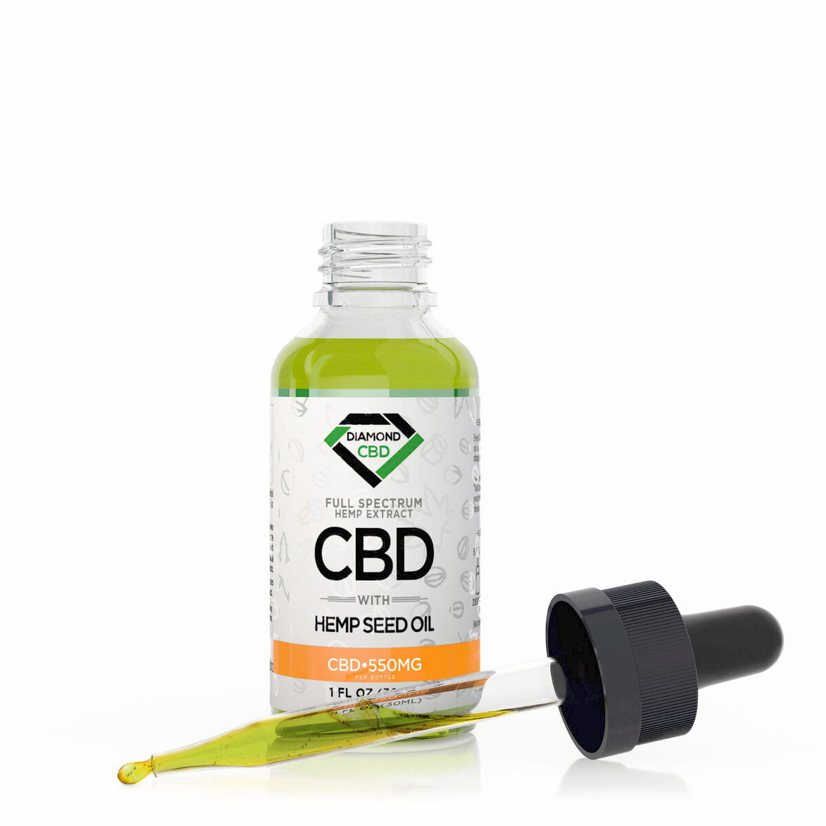 Diamond CBD, Hemp Seed Oil, 1oz, 550mg of CBD