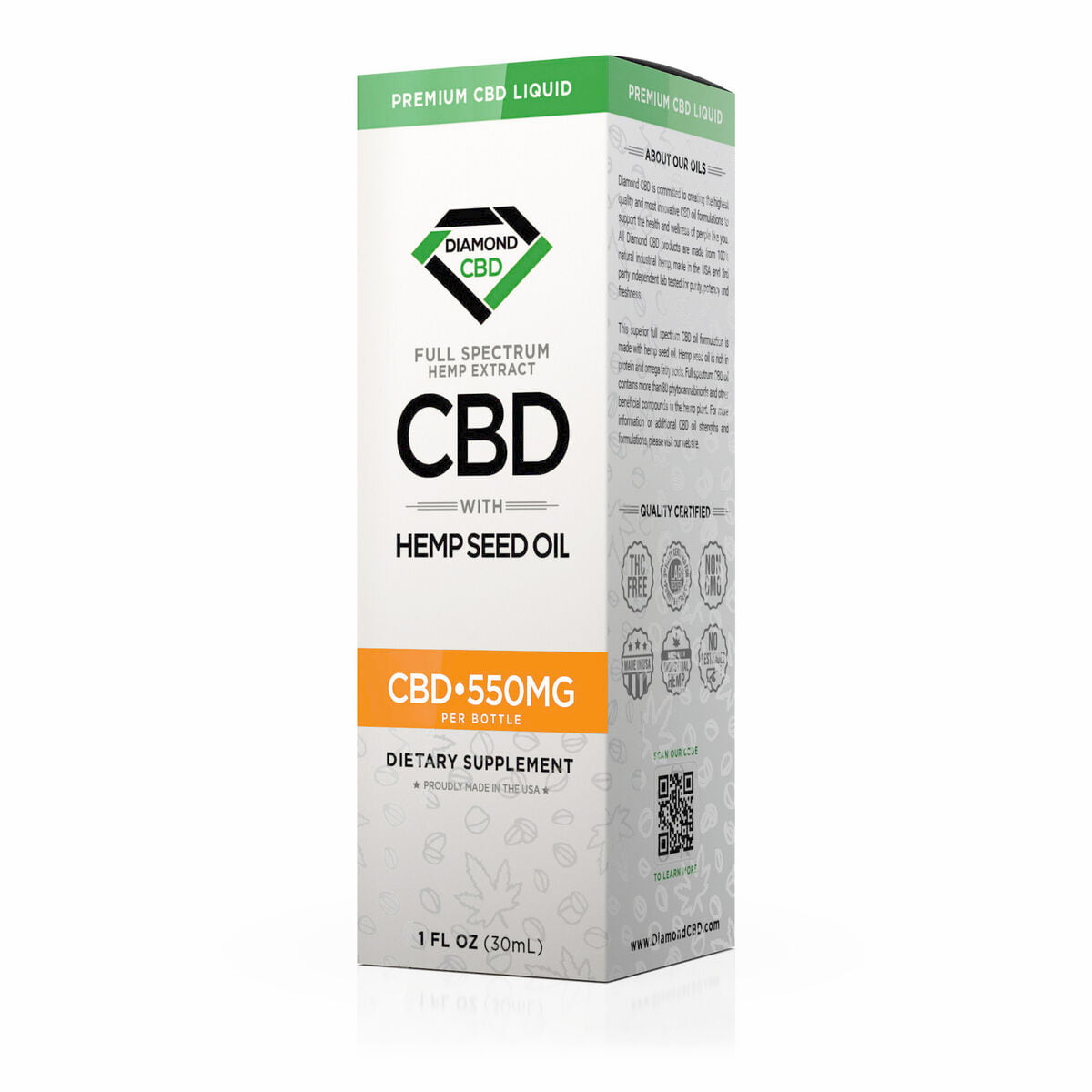 Diamond CBD, Hemp Seed Oil, 1oz, 550mg of CBD