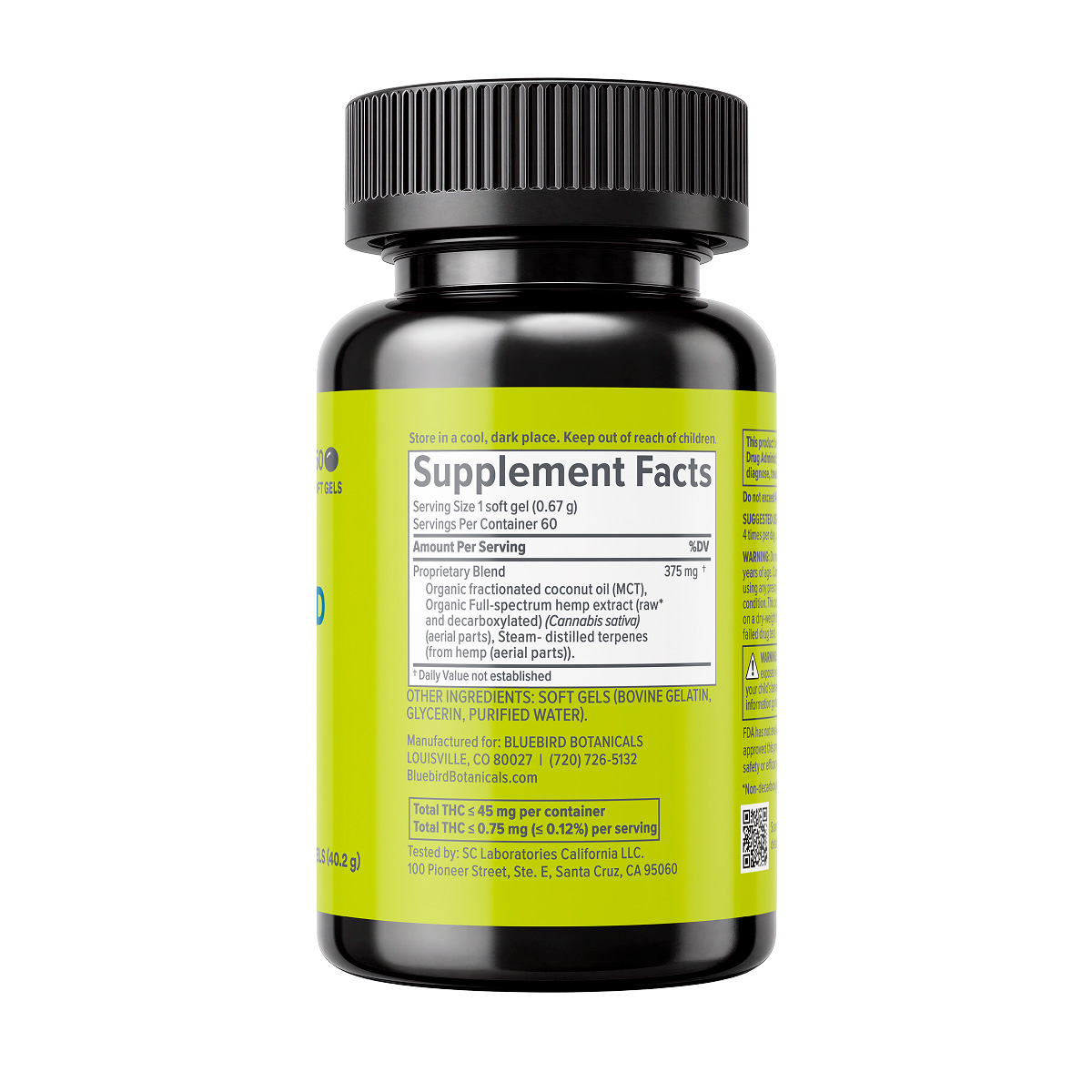 Bluebird Botanicals, Complete CBD + CBDA Oil Softgels, Full Spectrum, 60ct, 450mg CBDA + 450mg CBD