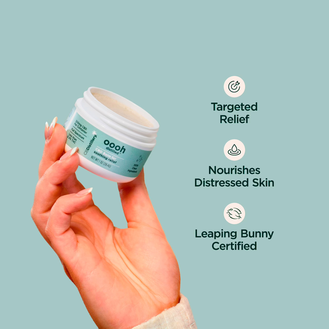 CBDistillery, Oooh Distilled CBD Balm for Soothing Relief, Full Spectrum, 1oz, 500mg CBD