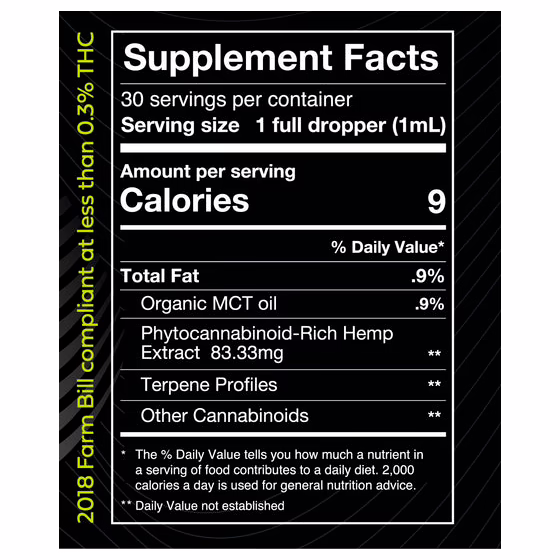 Pure Spectrum, Black Label Cannabidiol Oil, Natural Flavor, Broad Spectrum THC-Free, 1fl oz, 2500mg CBD
