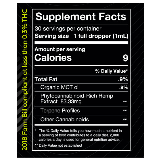 Pure Spectrum, Black Label Cannabidiol Oil, Broad Spectrum THC-Free, 1oz, 2500mg of CBD