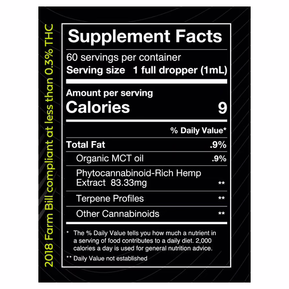 Pure Spectrum, Black Label Cannabidiol Oil, Natural Flavor, Broad Spectrum THC-Free, 2fl oz, 5000mg CBD