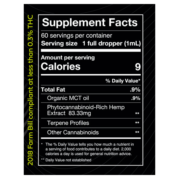 Pure Spectrum, Black Label Cannabidiol Oil, Broad Spectrum THC-Free, 2oz, 5000mg of CBD