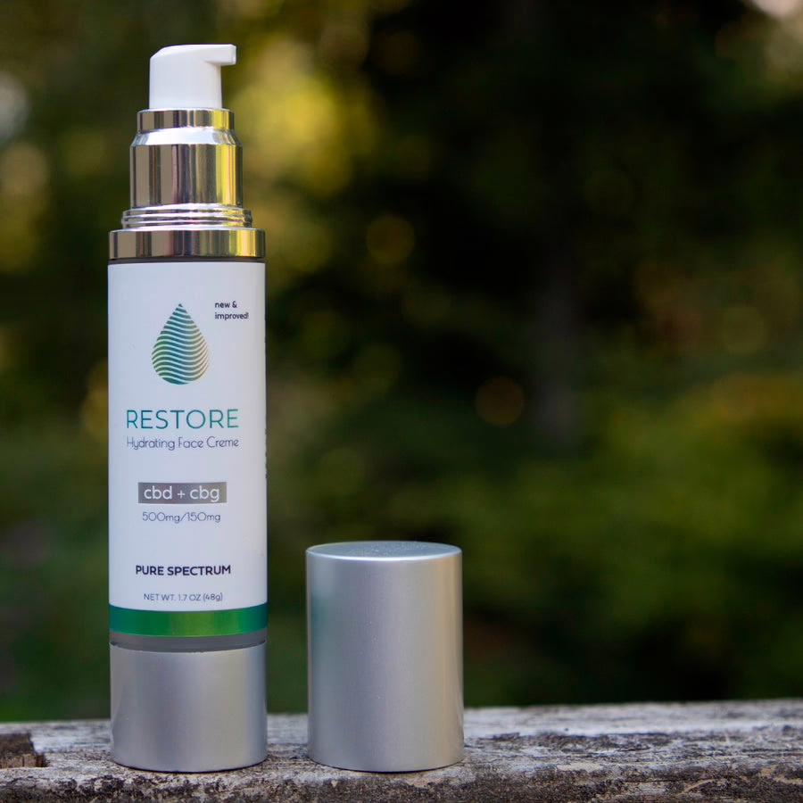 Pure Spectrum, Restore, CBG + CBD Hydrating Face Creme, Broad Spectrum THC-Free, 1.7oz, 150mg CBG + 500mg CBD