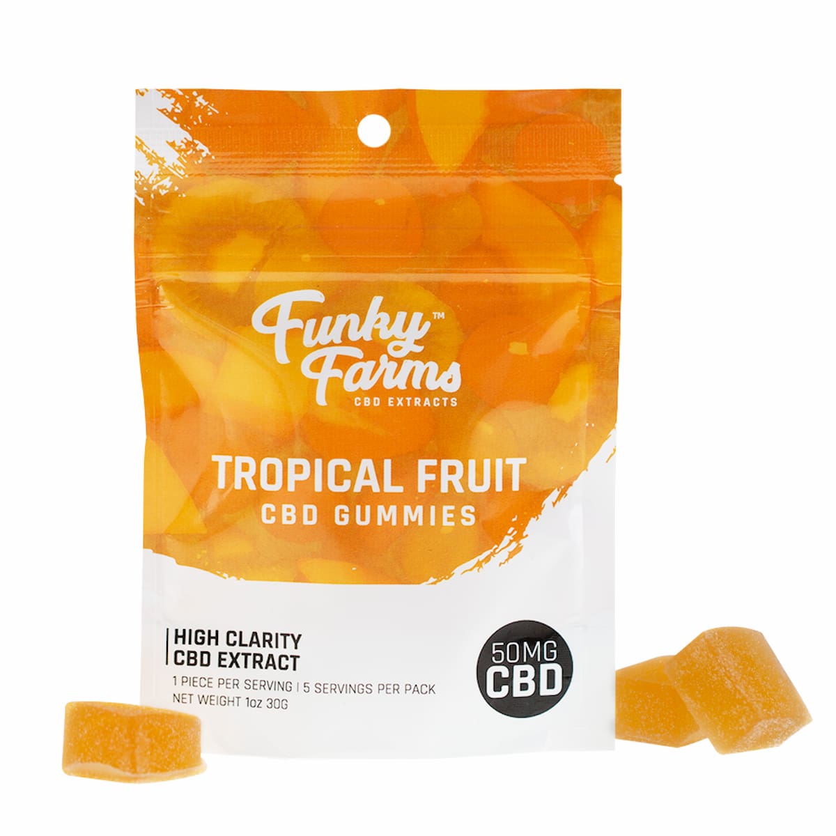 Funky Farms, CBD Tropical Fruit Gummies, Isolate THC-Free, 5-Count ...