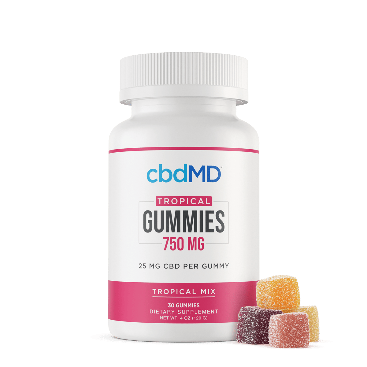 cbdMD, CBD Gummies, Broad Spectrum THC-Free, 30-Count, 750mg CBD 1