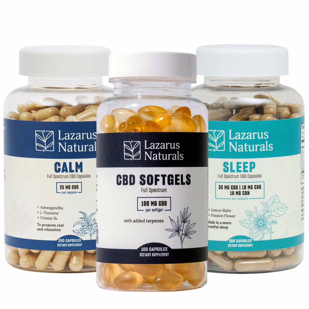 Lazarus Naturals CBD Softgels and Capsules