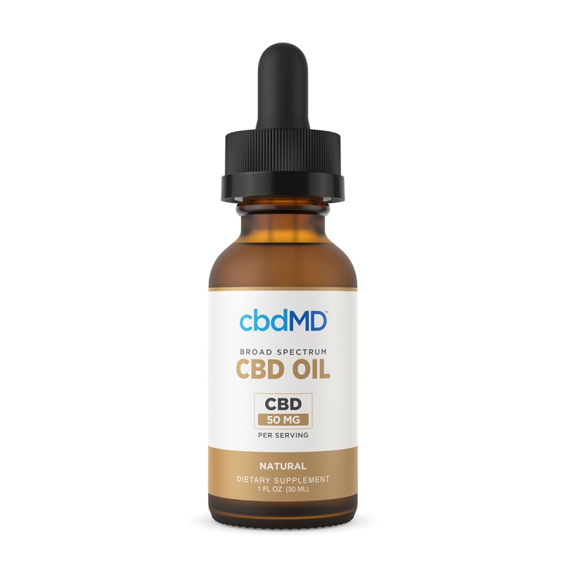 cbdMD, CBD Oil Tincture, Broad Spectrum THC-Free, Natural Flavor, 1oz, 1500mg CBD