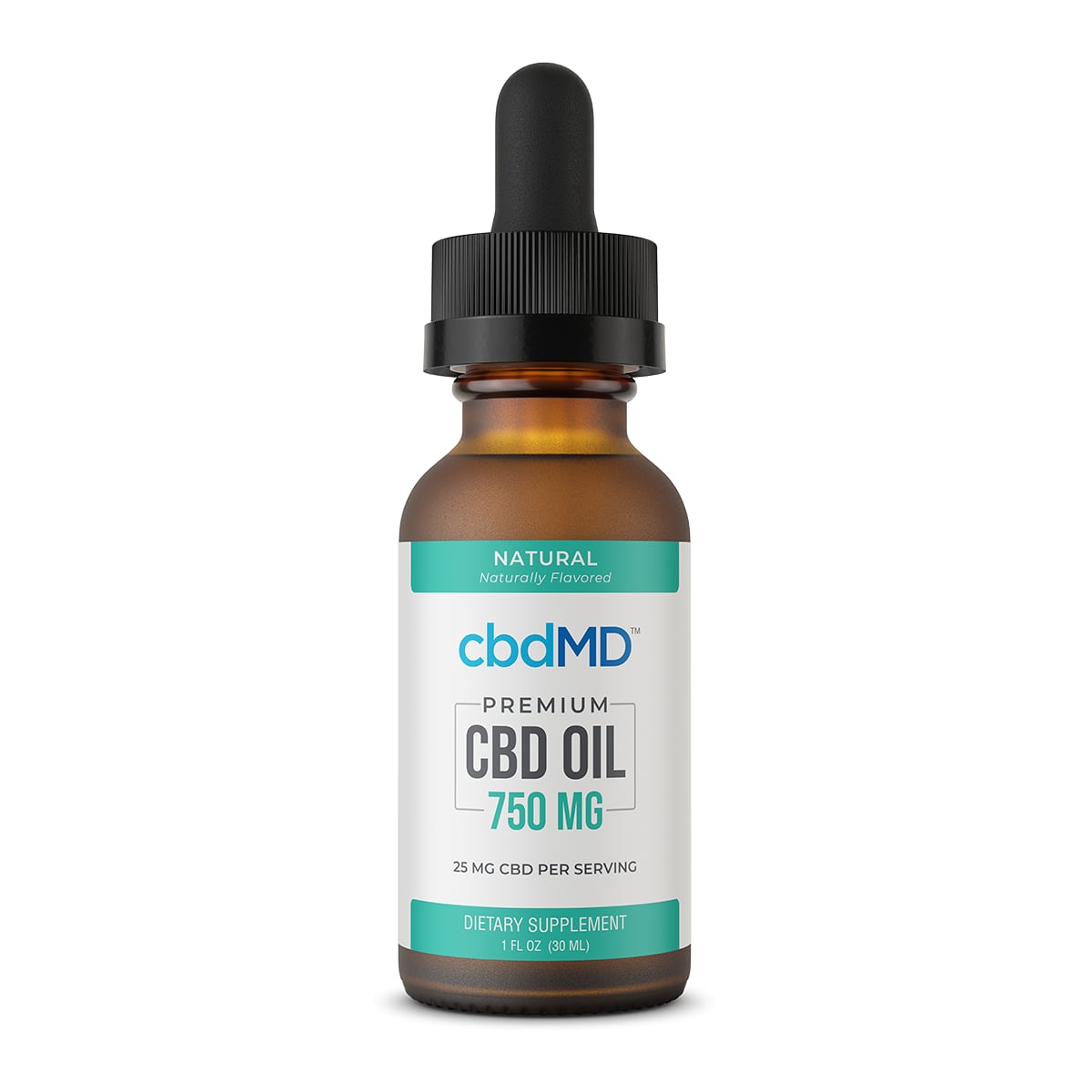 cbdMD, CBD Oil Tincture, Broad Spectrum THC-Free, Natural Flavor, 1oz, 750mg of CBD
