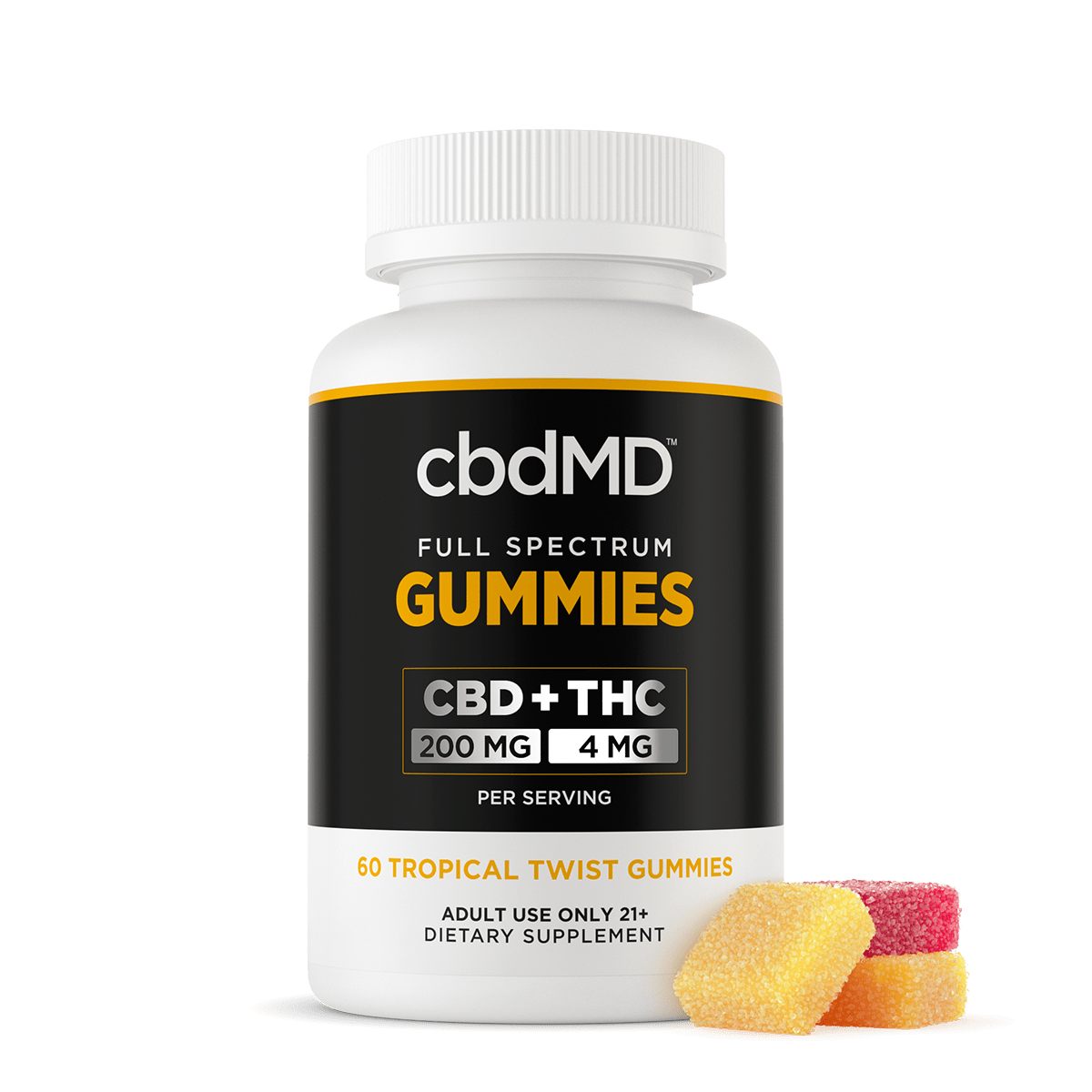 cbdMD, CBD Tropical Twist Gummies, Full Spectrum, 60ct, 6000mg CBD