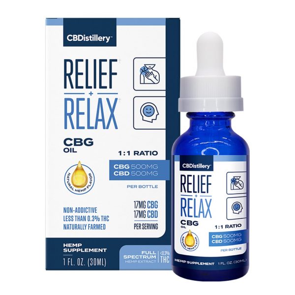 CBDistillery, CBG + CBD Oil Tincture 1:1, Full Spectrum, 1oz, 1000mg of CBD