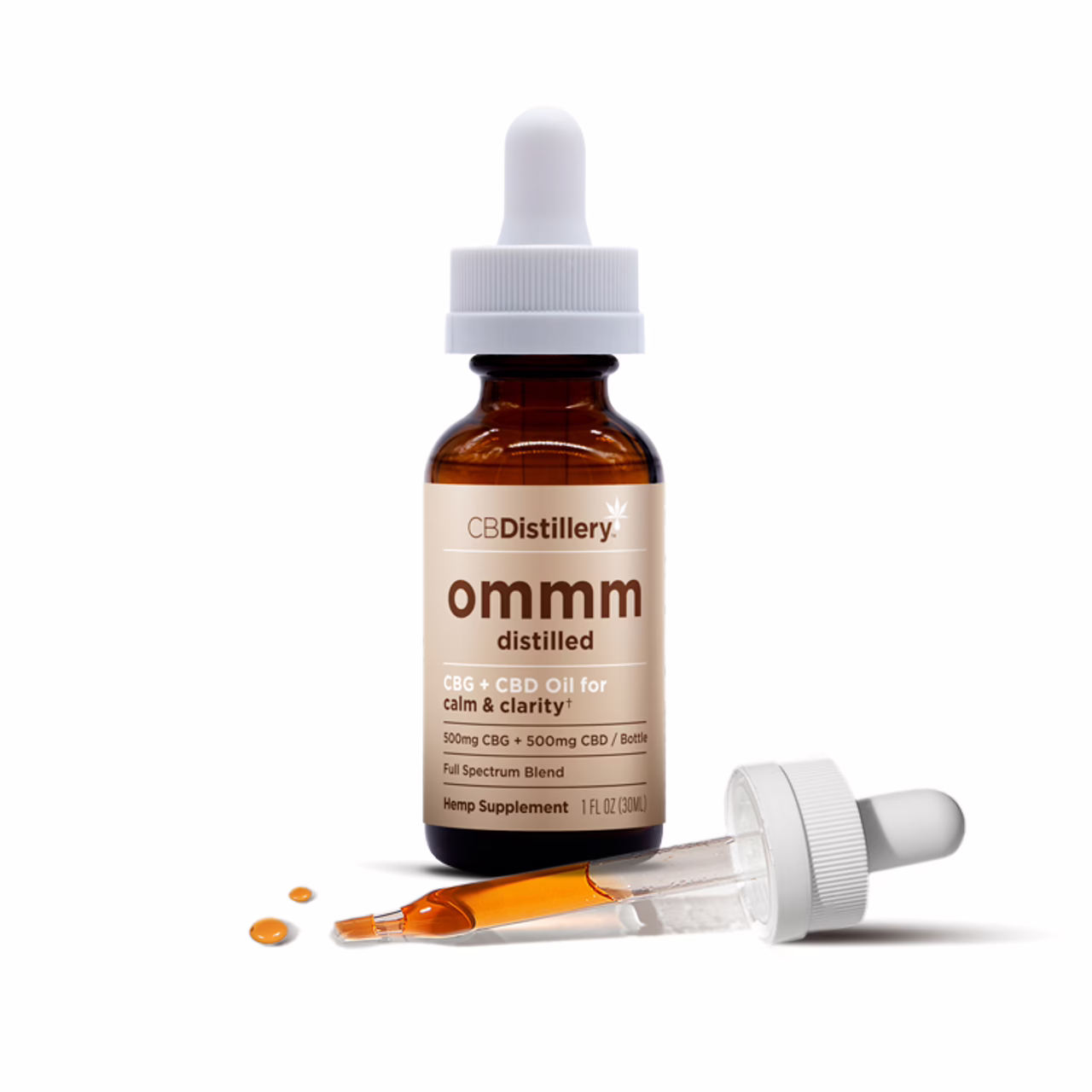 CBDistillery, Ommm Distilled CBG + CBD Oil for Calm & Clarity, Full Spectrum, 1fl oz, 500mg CBG + 500mg CBD