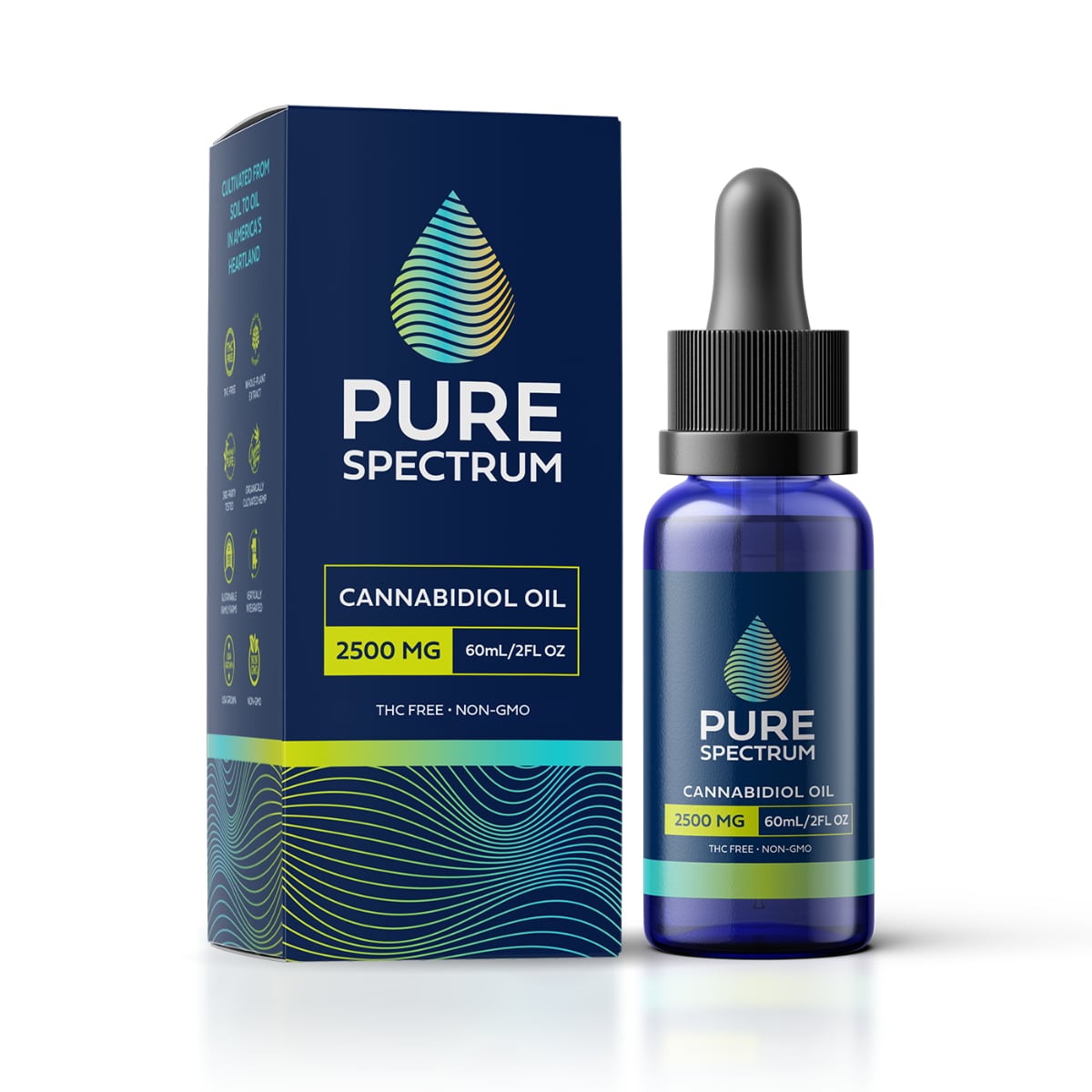 Pure Spectrum, Black Label Cannabidiol Oil, Broad Spectrum THC-Free, 1oz, 2500mg of CBD