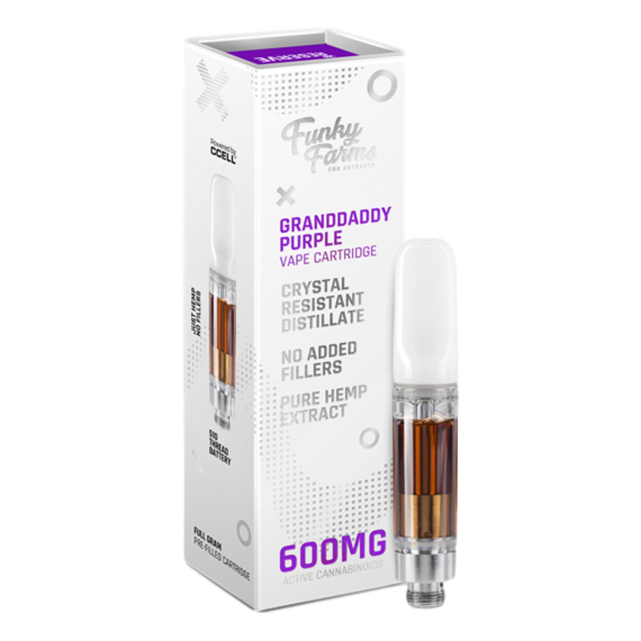 Funky Farms Granddaddy Purple Crd Cartridge Full Spectrum 600mg Of Cbd Cbd Market