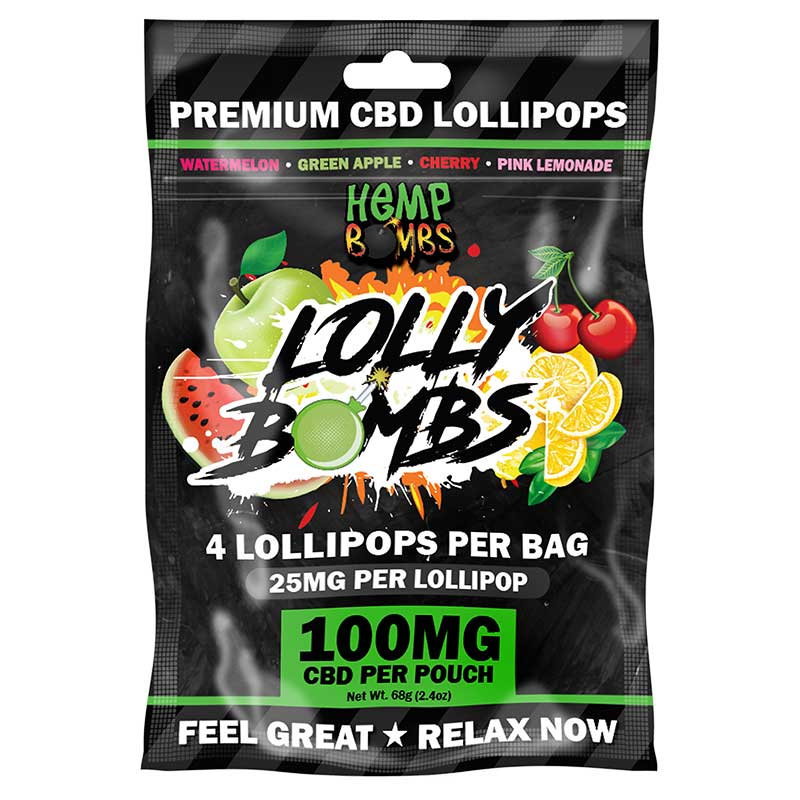 Hemp Bombs, CBD Lollipops, Lolly Bombs, 24-Count, 600mg CBD