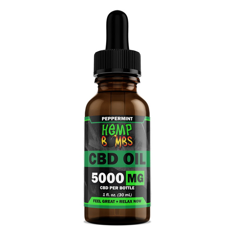 Hemp Bombs, CBD Oil, Full Spectrum, Peppermint, 1oz, 5000mg of CBD