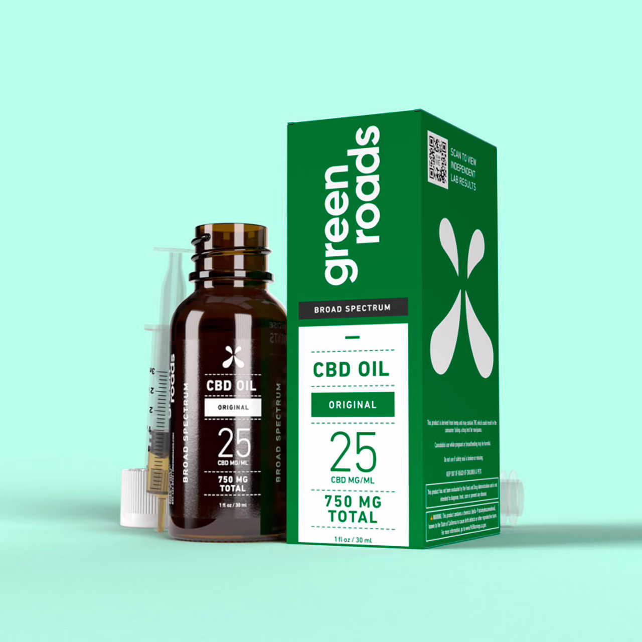 Green Roads, CBD Oil 25mg, Natural Flavor, Broad Spectrum THC-Free, 1fl oz, 750mg CBD