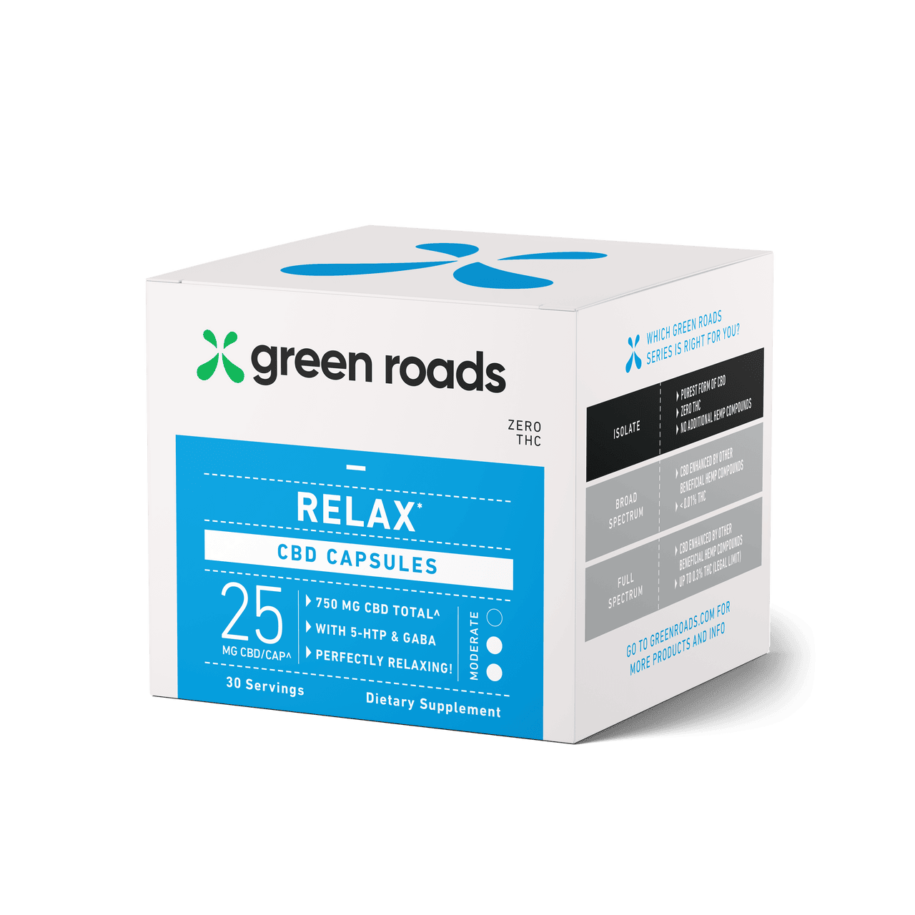 Green Roads, CBD Relax Capsules, Isolate THC-Free, 30ct, 750mg CBD 1