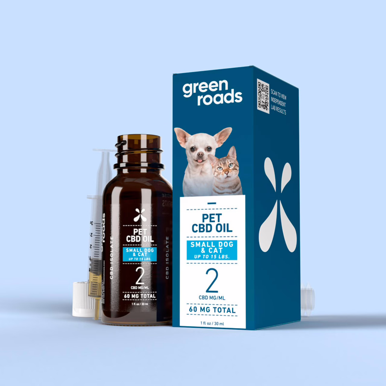 Green Roads, Pet CBD Drops Small Dog + Cat, Broad Spectrum THC-Free, 1fl oz, 60mg CBD