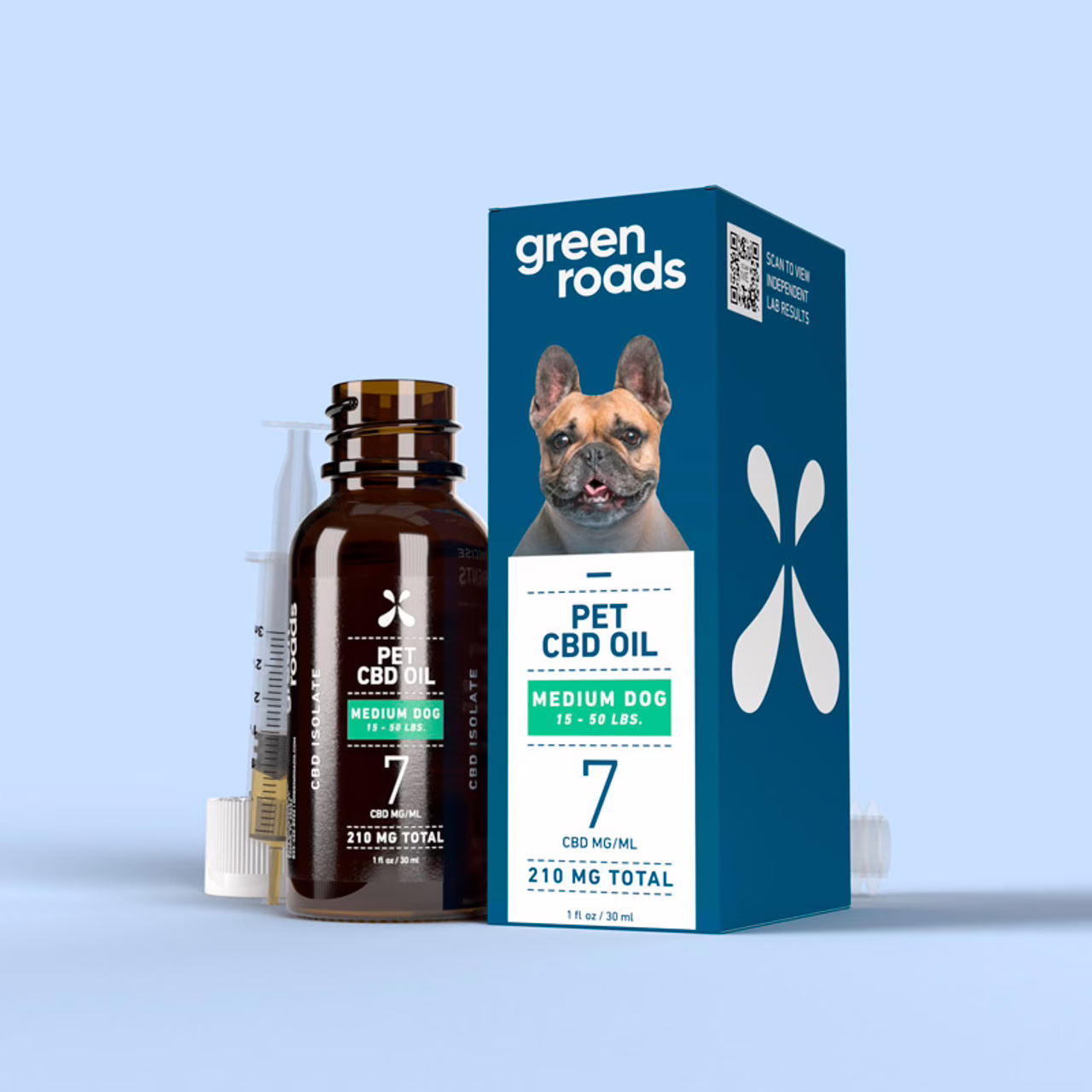 Green Roads, Pet CBD Oil Drops Medium Dog, Broad Spectrum THC-Free, 1fl oz, 210mg CBD