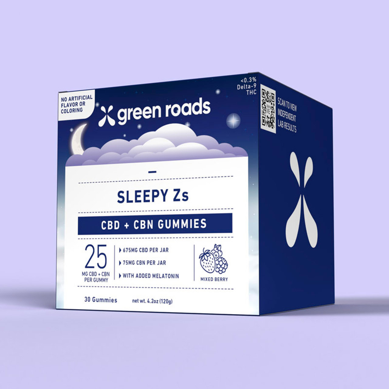 Green Roads, Sleepy Zs CBD+CBN Gummies with Melatonin, Mixed Berry, Broad Spectrum THC-Free, 30ct, 750mg CBD+CBN