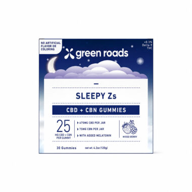 Green Roads, Sleepy Zs CBD+CBN Gummies with Melatonin, Mixed Berry, Broad Spectrum THC-Free, 30ct, 750mg CBD+CBN