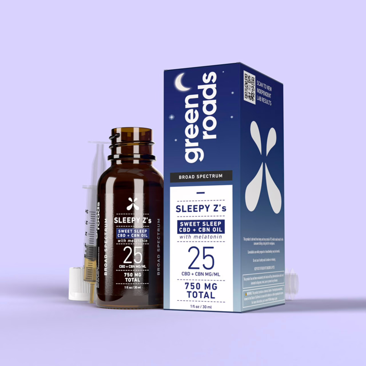 Green Roads, Sweet Sleep CBD+CBN Oil 25mg, Broad Spectrum THC-Free, 1fl oz, 750mg CBD+CBN