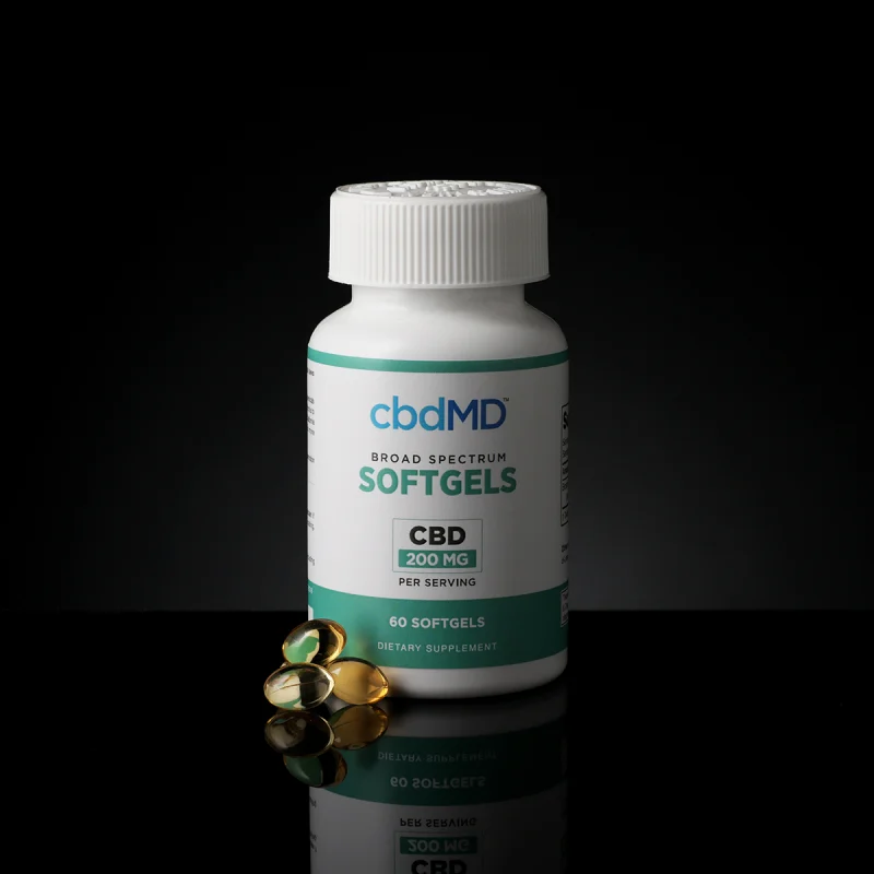 cbdMD, CBD Oil Softgel Capsules, Broad Spectrum THC-Free, 60ct, 6000mg CBD 1