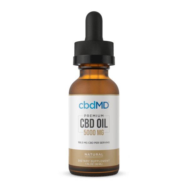 cbdMD, CBD Oil Tincture, Broad Spectrum THC-Free, Natural Flavor, 1oz, 5000mg CBD